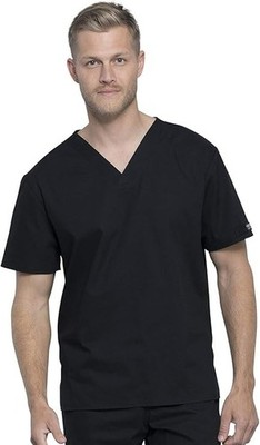 Cherokee Workwear Unisex Modern V Neck Scrub Top WW605 Black Sz S  NEW/ TAGS