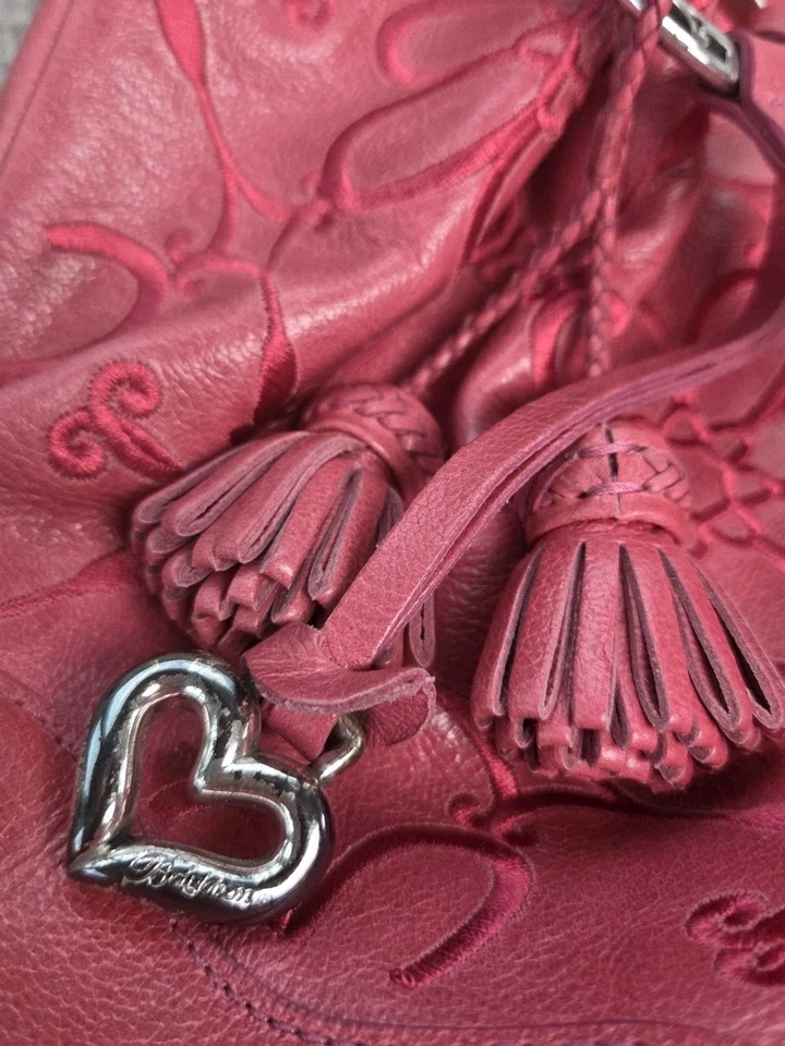 Brighton Valencia Pink Leather Embroidered Shoulder Double Handle Handbag Bag - Image 3 of 4