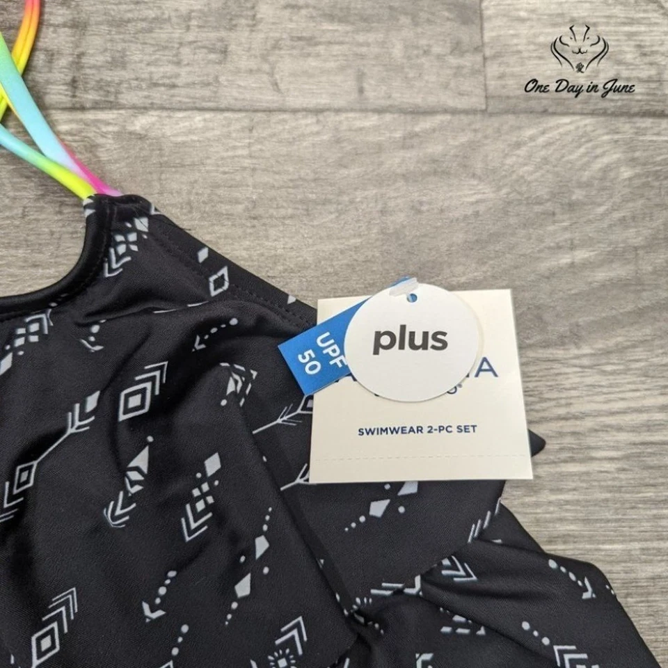 Traje de baño Tankini Arizona Jean Co para niña con volantes/flounce talla 14,5/16,5 Foto 2 de 4