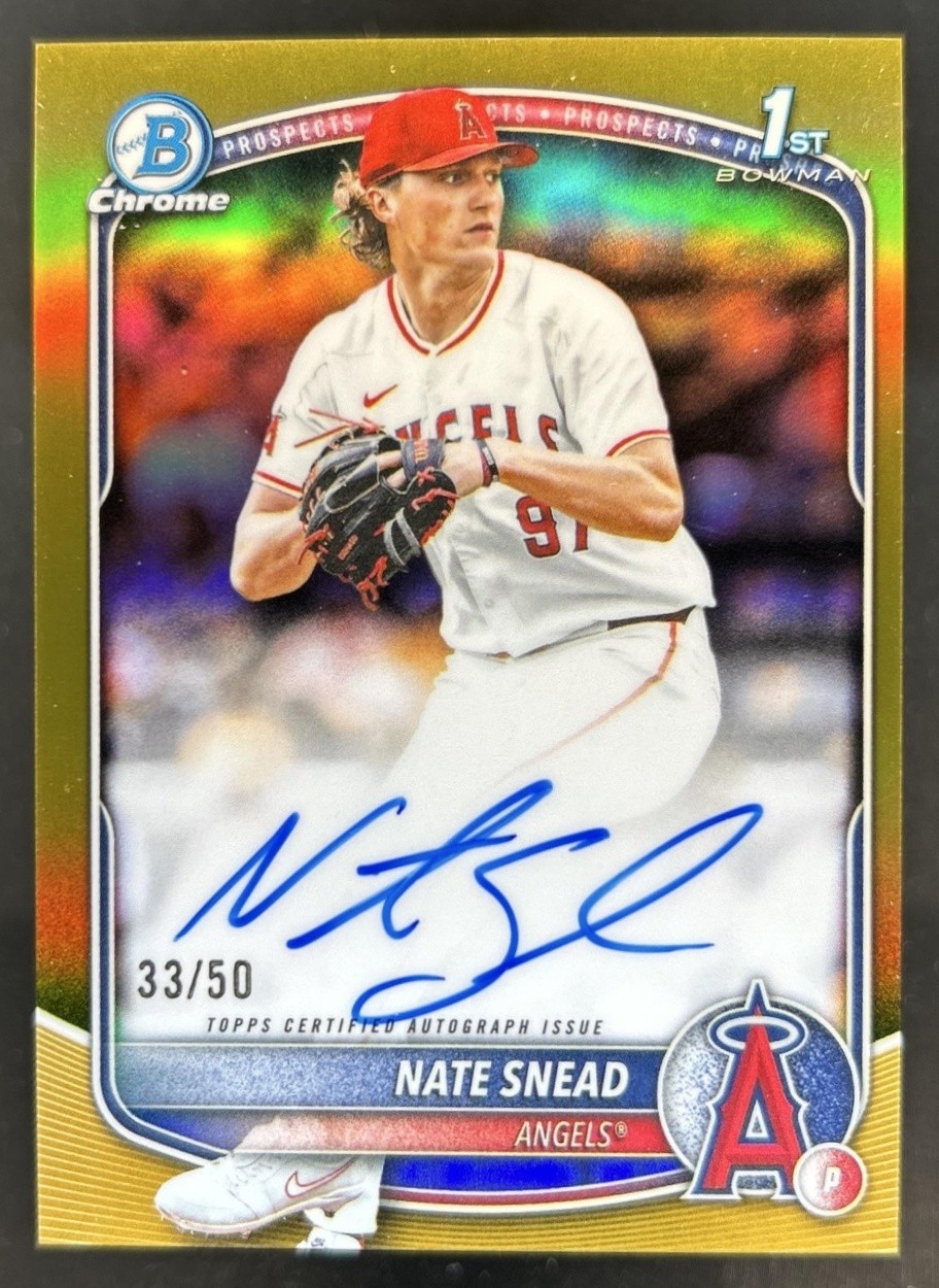 2025 Bowman Draft Nate Snead Chrome Auto Gold Refractor 1st #/50 Angels