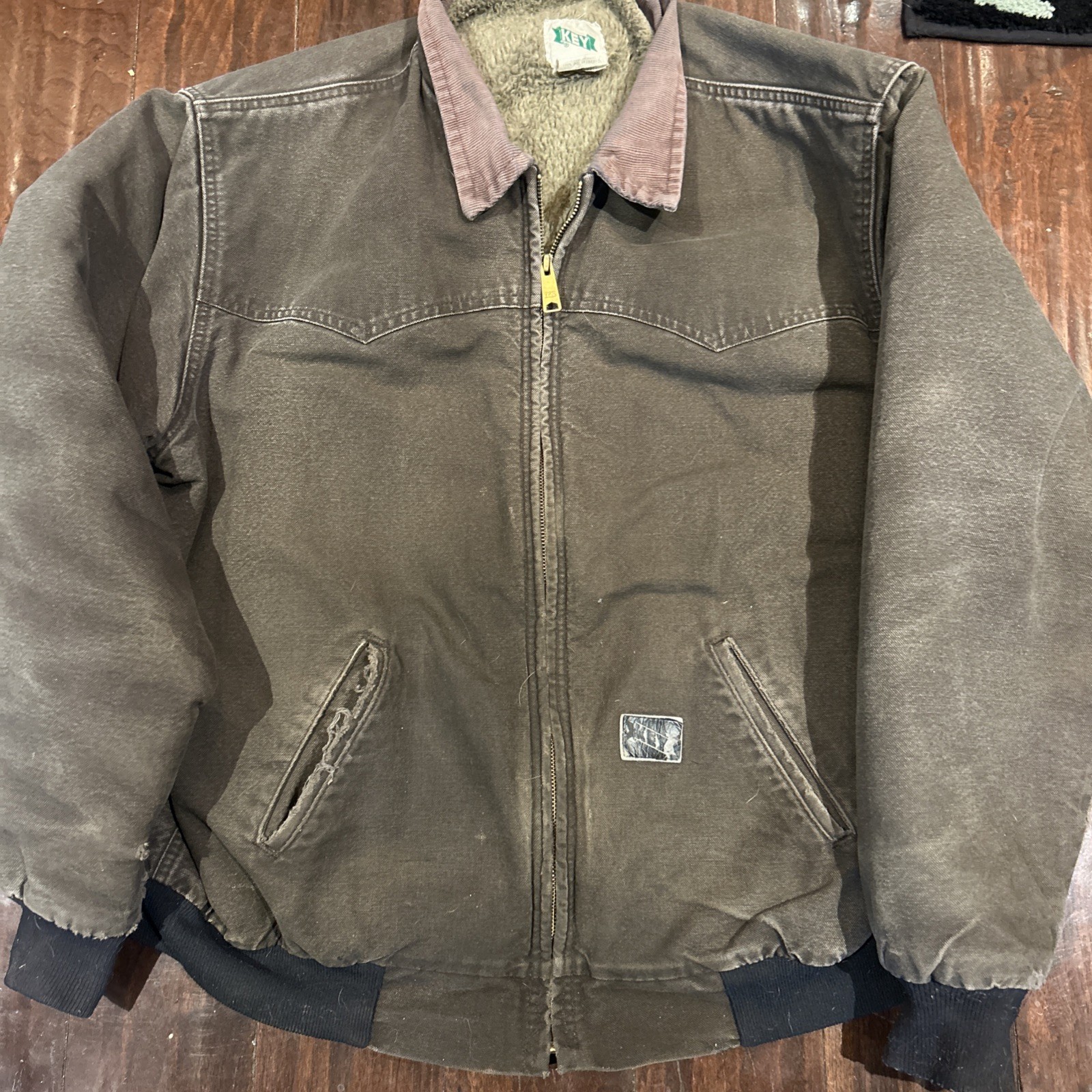 VTG Key Imperial Work Jacket Insulation Men's Size XL Tall Black Distressed