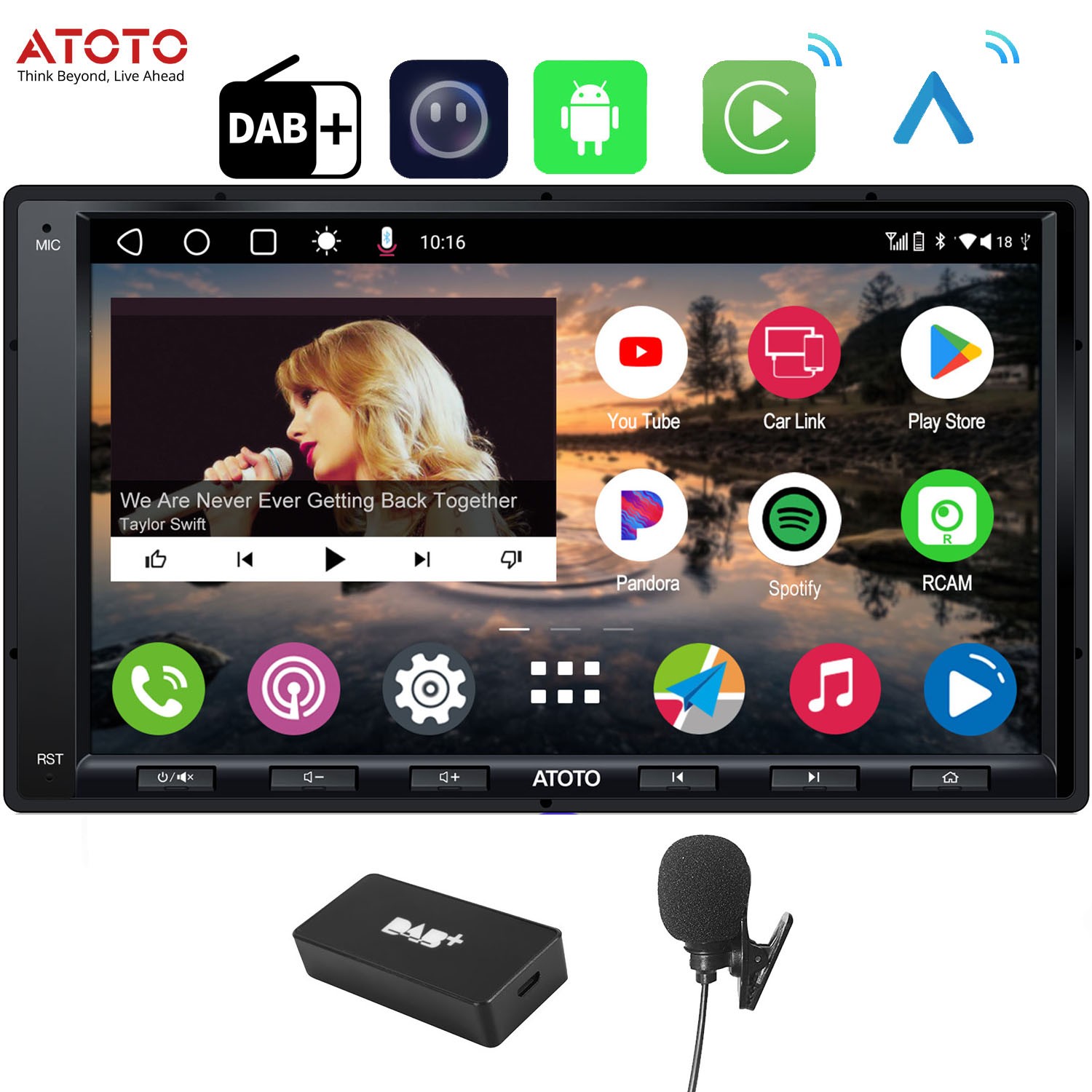ATOTO A6 DAB+ Android 2DIN Car AI Radio GPS Stereo DAB+ ChatGPT Wireless CarPlay