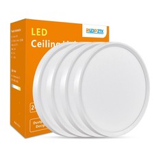 4PK 12 Inch LED Flush Mount Ceiling Light, 24W, 2520LM,3000K/4000K/6000K CCT ...