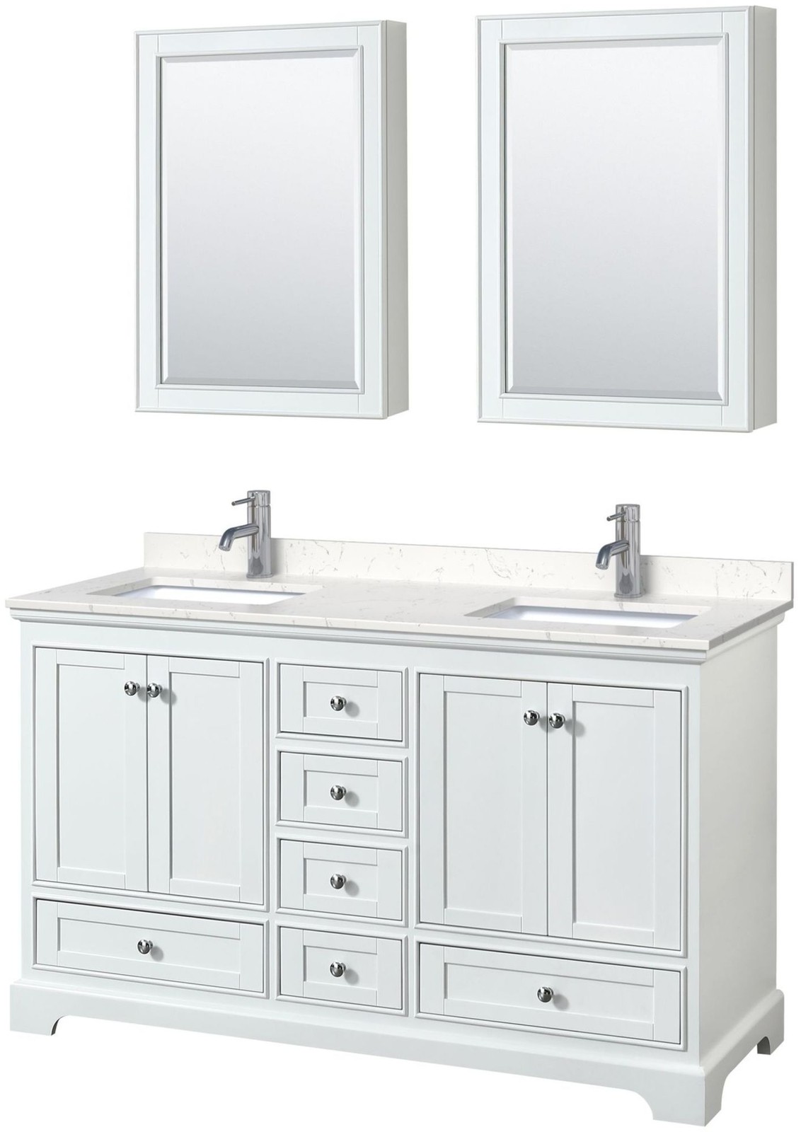 Wyndham 60-Inch White Carrara Cultured Marble Deborah Vanity