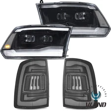 Projector LED Headlights+Tail Light For 09-18 Dodge RAM 1500/2500/3500 Animation