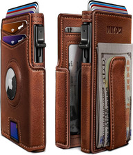 Airtag Wallet for Men,With Money Clip 10 Cards Metal Case Smart Slim Pop up Cred