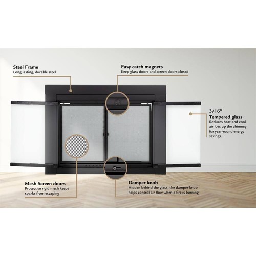 Clairmont Medium Heritage Glass Fireplace Doors - Picture 11 of 11