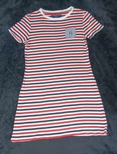 Tommy Hilfiger Striped Tshirt Dress Small Red White Blue Patriotic Coastal Logo