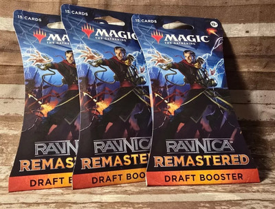 3 X Magic the Gathering Ravnica Remastered Draft booster pack Sealed Fast Ship!