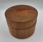 vintage Japanese carved wood coaster set with its matching round storage box