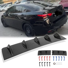 Rear Bumper Diffuser Lip Spoiler Splitter 5-Fins Carbon Fiber For Nissan Versa