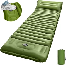 Sleeping Pad for Camping, 5" Extra-Thick Camping Mat with Pillow Built-In Foot P