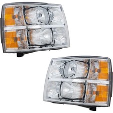 Headlight Set For Chevrolet Silverado 1500 2007-2013 Halogen W Bulbs New Body
