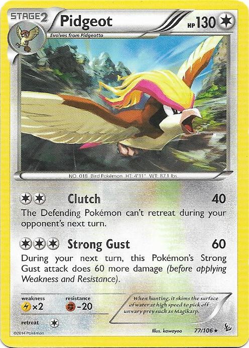 Pidgeot 77/106 Rare Flashfire Pokemon Near Mint