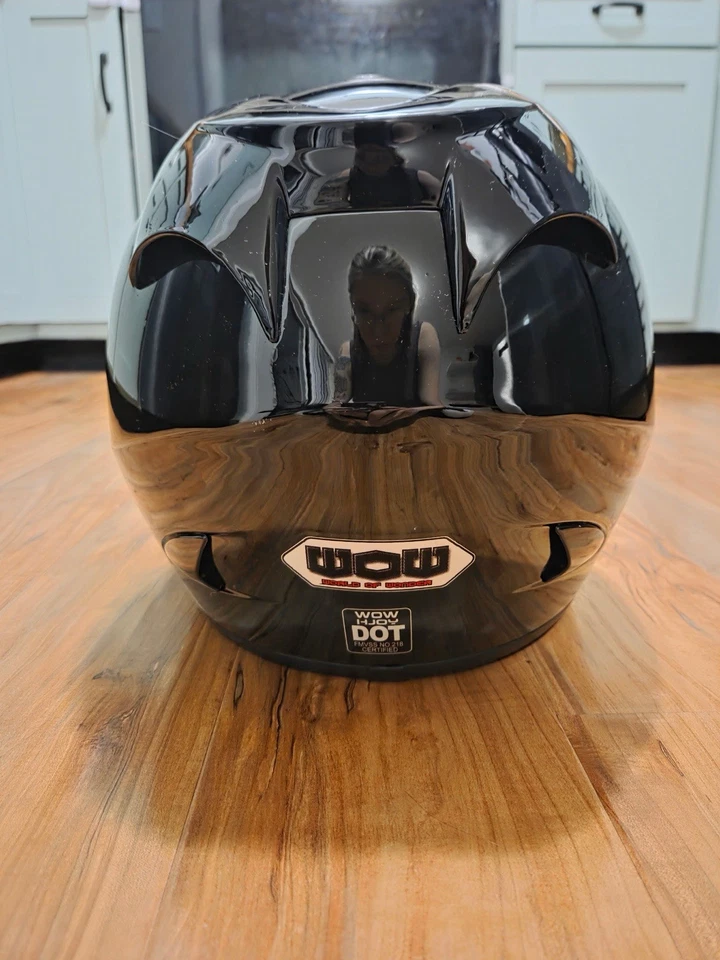 Casco de moto pequeño para mujer cristal negro cara completa con visera espejada Foto 3 de 4