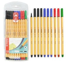 STABILO Point 88 Fineliner Pens - 0.4mm Fine Nib - Mixed Pack of 10