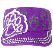 Paw Print Bling Rhinestone Cadet Cap Dog Mom, Cat Mom Hat Adjustable NWT