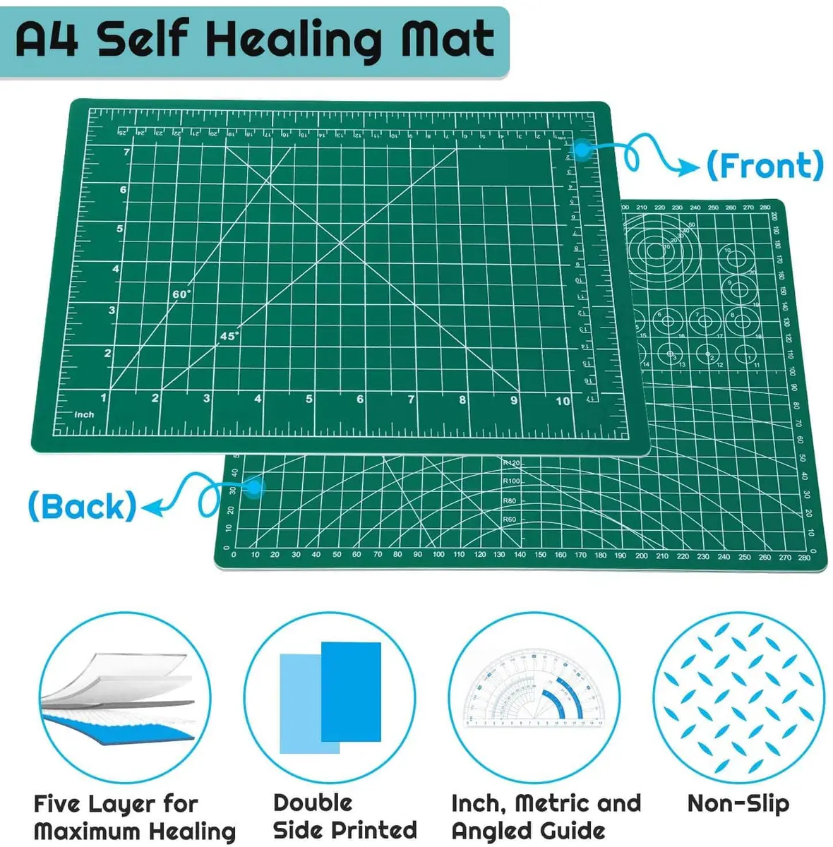 A4 Crafty World Self Healing Cutting Mat for Sewing Quilting & Crafts Craft  Mat Fabric Double