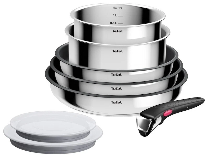 TEFAL INGENIO COOK EAT POT SET 8 PIECE, REMOVABLE HANDLE, PANS, POTS, ORIGINAL BOX - Picture 1 of 10