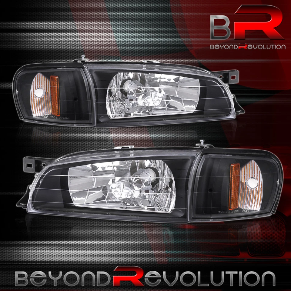 Передние фары для 1993-2001 Impreza GC8 + желтая боковая лампа черный корпус левая и правая - Изображение 4 из 4