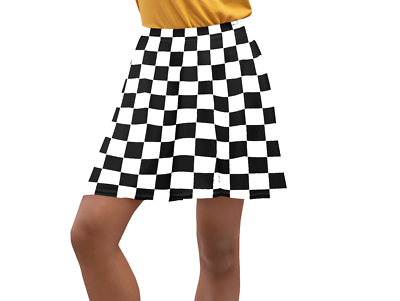 Falda Skater De Cuadrícula De Ajedrez Urbana De Los Años 50