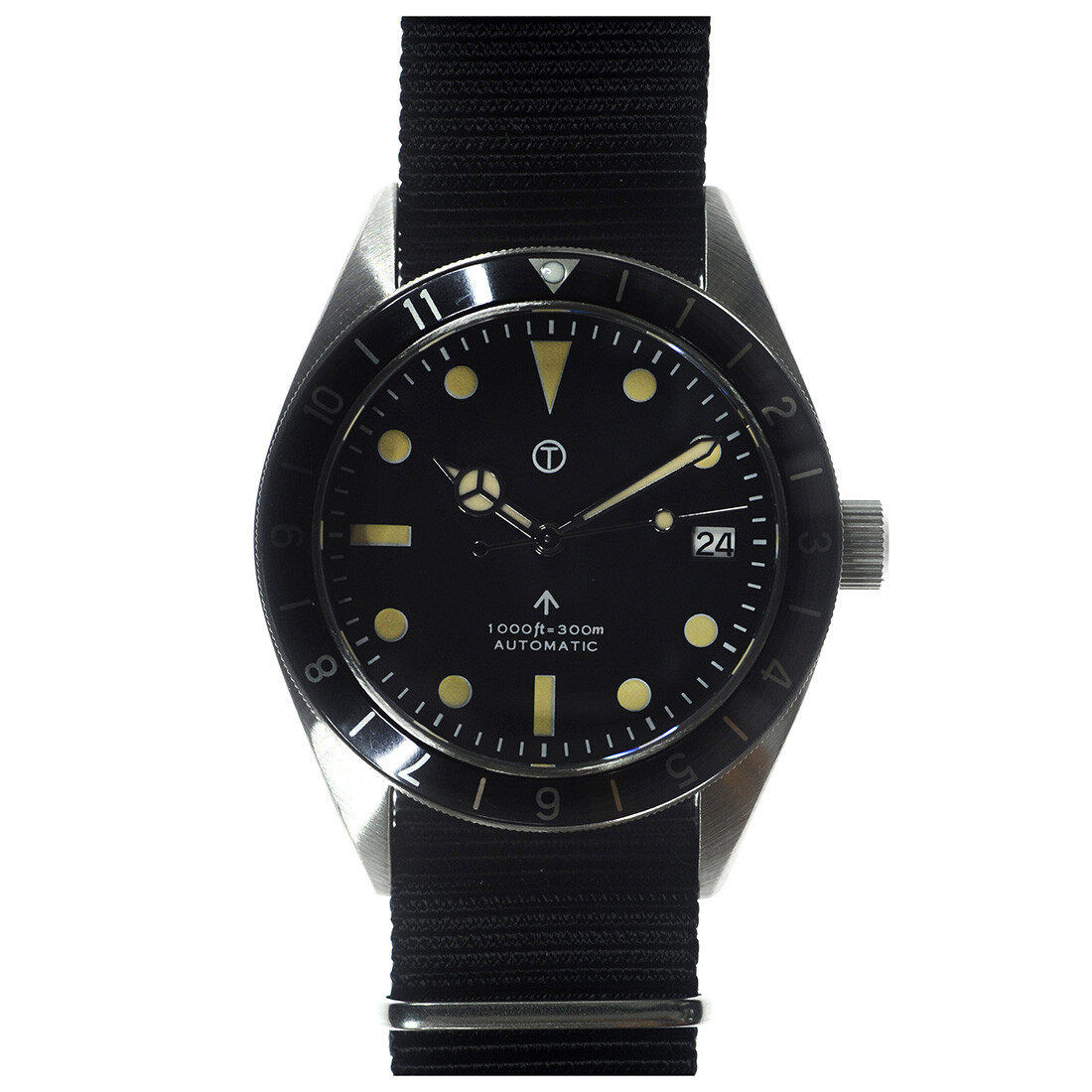 MWC Classic 1960s Pattern Sterile Automatico Acciaio Nero Orologio Uomo