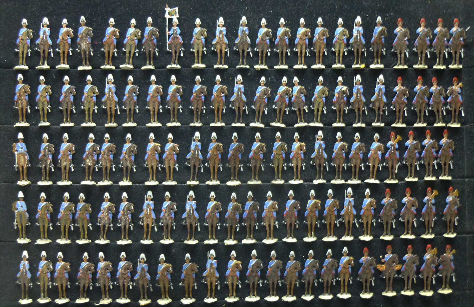 110 Zinnfiguren Preussen um 1900 Dragoner Musiker deutsches Reich bemalt 30mm