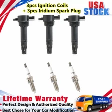 3X Ignition Coil +3X Platnium Spark Plug for 2008-2015 Smart Fortwo 1.0L UF681
