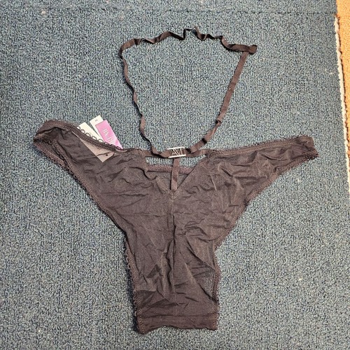 Culotte transparente Adore Me solide ventre enveloppant noir moyen V6a