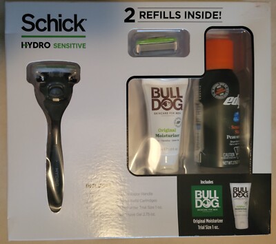 Mens Shaving Gift Set Schick Hydro Sensitive Bulldog Moisturizer Edge Shave Gel