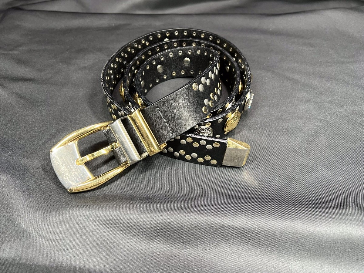 GIANNI VERSACE Mens Black Studded Rhinestone Medusa Head GIANNI VERSACE Mens Black Studded Rhinestone Medusa Head