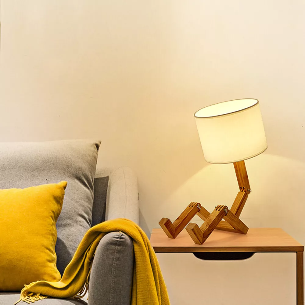 Modern Bedside Table Lamp Creative Desk Light E27 Bulb Button Plug Bedroom 40W