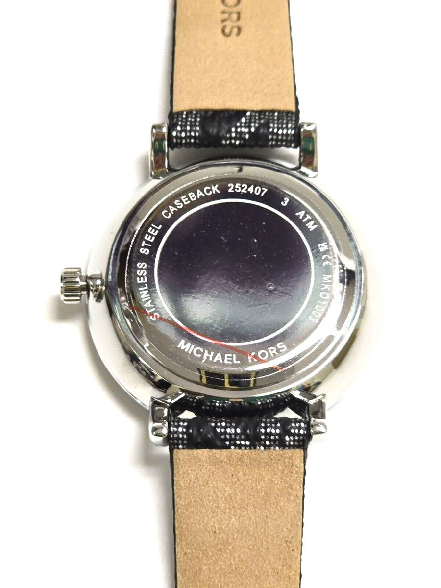 MICHAEL KORS SILVER,METALLIC BLACK LOGO PVC,CRYSTALS WATCH MICHAEL KORS SILVER,METALLIC BLACK LOGO PVC,CRYSTALS WATCH