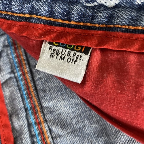 Vintage Coogi Oversized Jeans Shorts bestickt Gr. 36 Baggy orange blau 90er - Bild 10 von 11