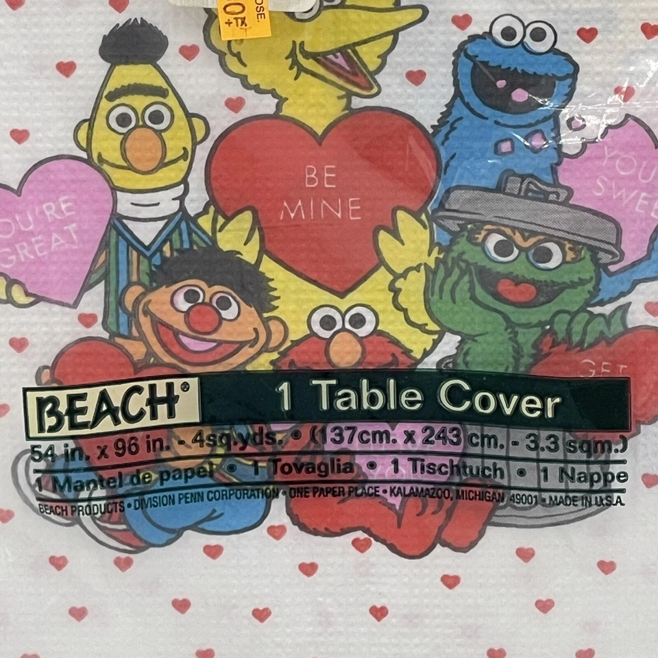 复古海滩芝麻街情人节纸桌布 54 英寸 x 96 英寸 — 第 3/4 张图片