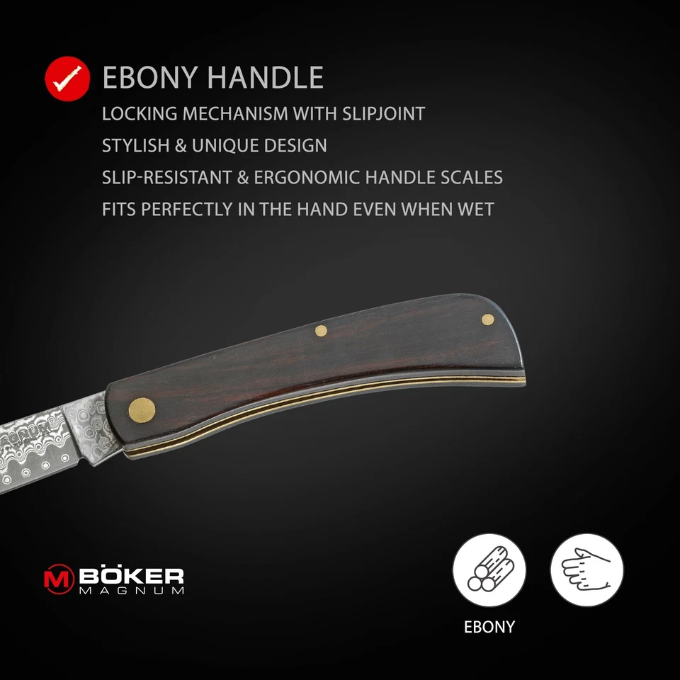 BÖKER MAGNUM Ebony Rangebuster Damast Taschenmesser Slipjoint EDC - 01RY140DAM - Bild 4 von 4