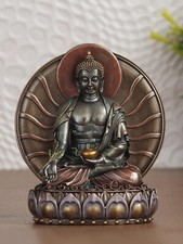 Handcrafted Meditating Lord Buddha Statue Sitting On Lotus Flower Sculpture