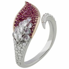 Handcrafted With Pear Rose Cut And Round Brilliant Cut Cocktail Ring For Women's