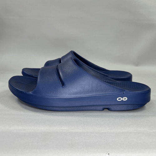 Oofos OOahh Slide Sandals Men's Size 10 Blue Recovery Running Comfort Slides - Picture 4 of 11
