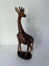 Giraffe Hand Carved Wooden Statue Made in Kenya 12” Tall Safari Safari Decor