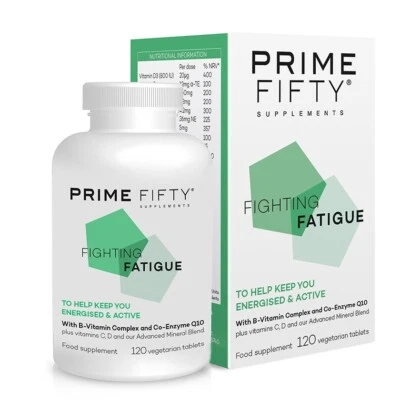 Fighting Fatigue Energy Supplements 120 Tablets B12 Magnesium Iron Prime Fifty