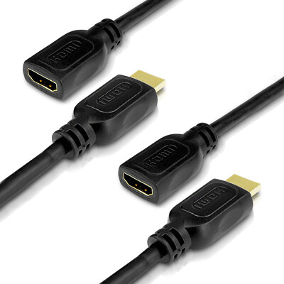 2x 1m HDMI Verlängerung Verlängerungskabel 4K UHD 2160p FULL HD 1080p Ethernet
