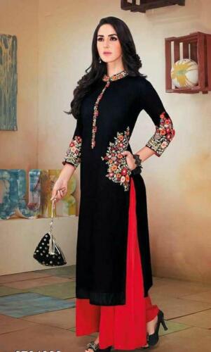 New Women Embroidered Kurti With Pant Tunic,Stylish Pocket Kurta with Plazzo Top - Picture 1 of 5