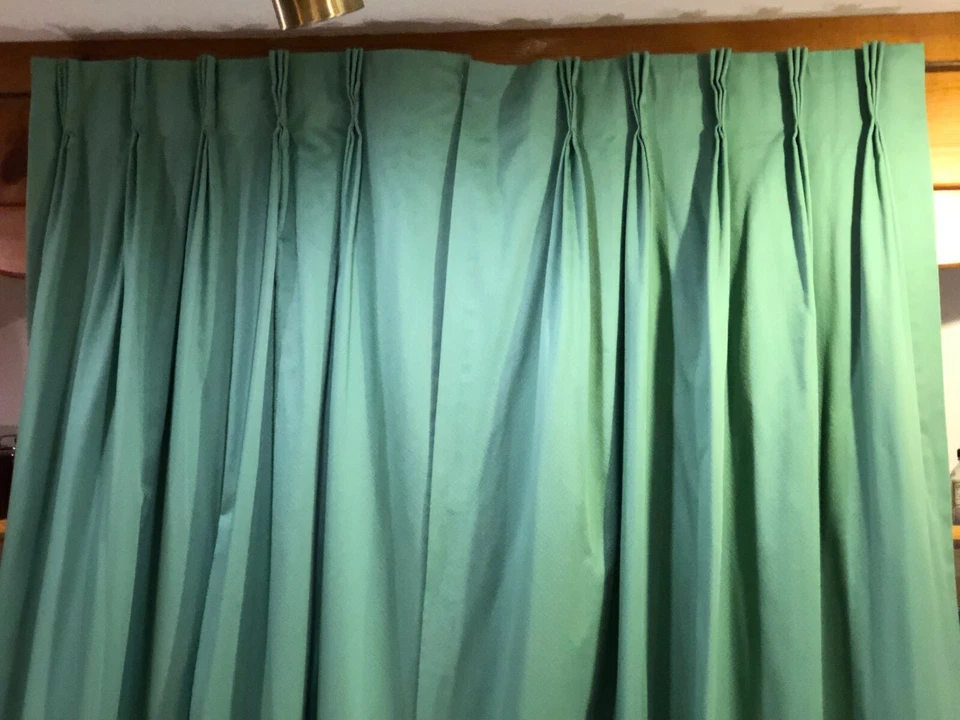 1 pr nuevo personalizado med. Cortinas plisadas verde tejido sedoso mezcla algodón forradas 89" Foto 2 de 4