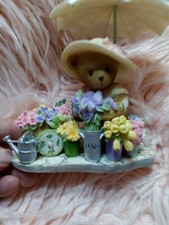 Cherished Teddies Carly 2006 Club Exclusive Bear CT0061 Flower Cart Lilacs Tulip