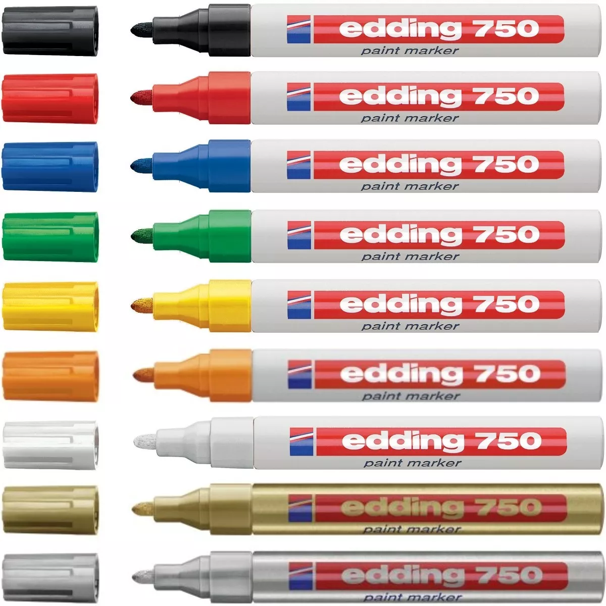 EDDING 750 PAINT Marker Pens, Medium Tip, All colours, Box 10