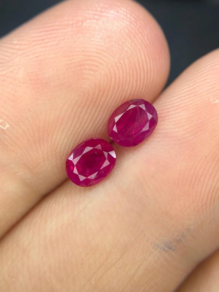 1.90 Ct Natural Untreat ruby pair Pinkish Red Color 2 Piece Gem's @ Afghanistan - Image 2 of 4