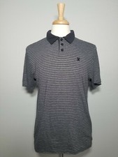 Hurley Mens Polo Shirt Short Sleeve Golf Gray Black White Striped Size Medium