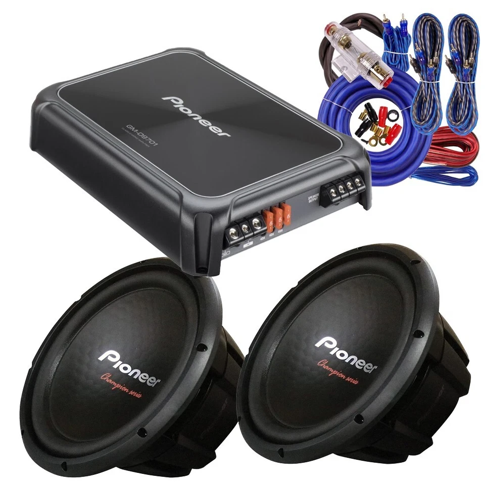 Subwoofers totales Pioneer TS-301D4 2-12" 3200 vatios con paquete amplificador GM-D9701 Foto 2 de 4