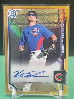 2015 Bowman Kyle Schwarber Chrome Prospect Auto Gold Refractor 12/50 Jersey #